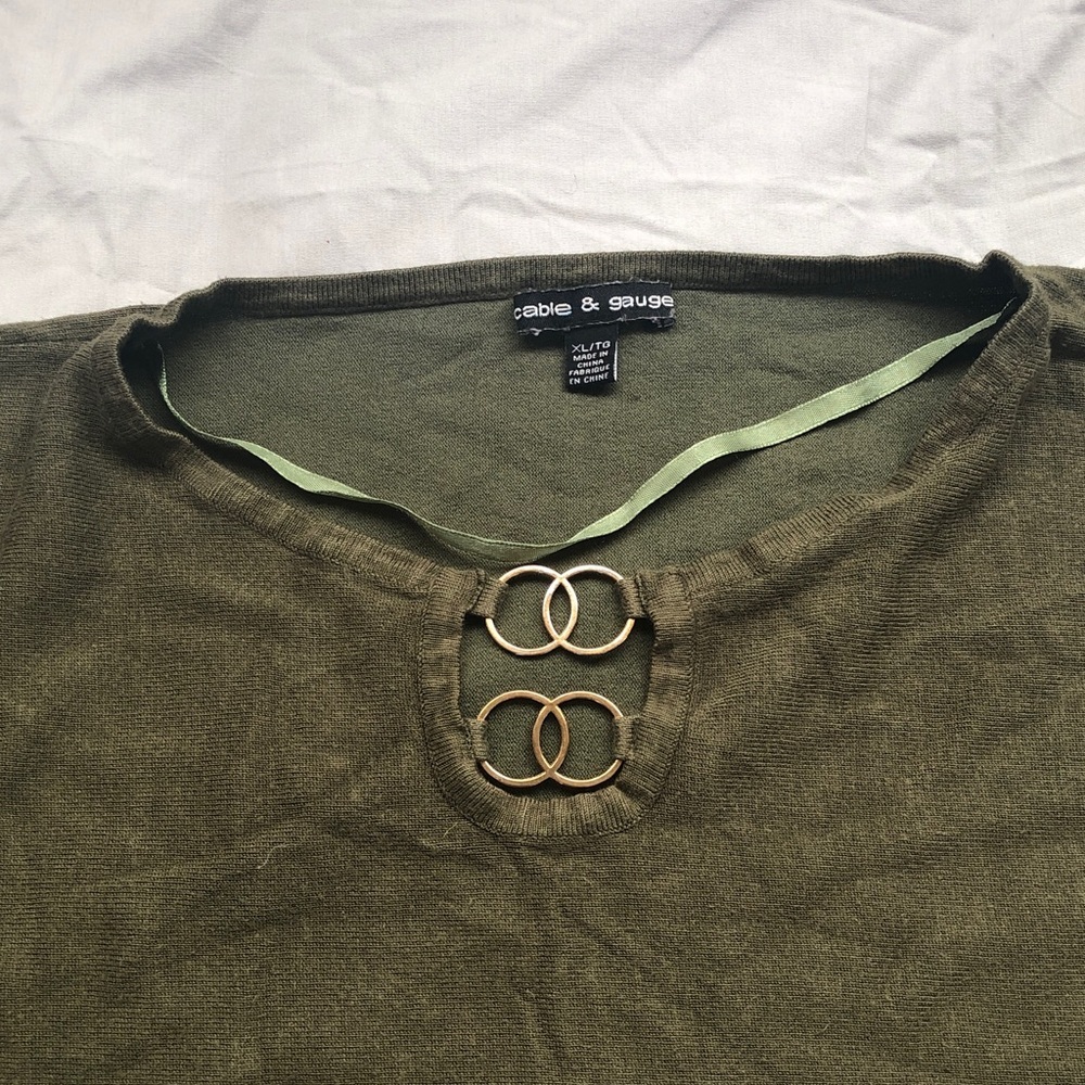 Cable & Gauge Olive Green Knit Top with Logo Tag Size XL - Picture 5 of 13